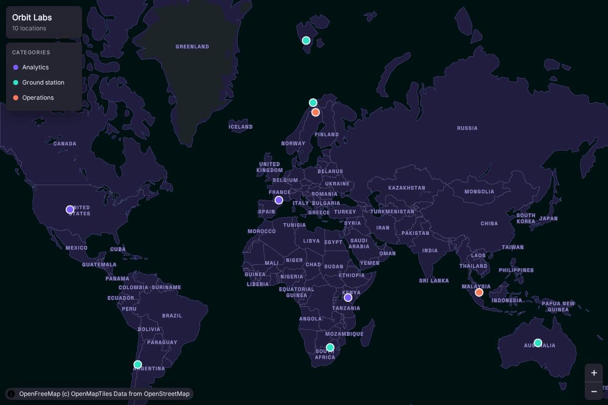 Orbit Labs map in the Night style